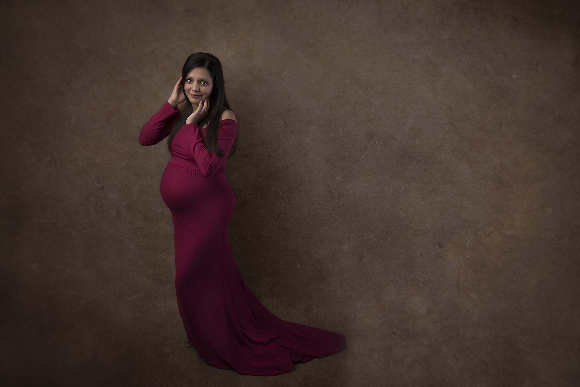 beautiful maternity portrait in professional photo studio photographed by Maternity Photographer Manchester