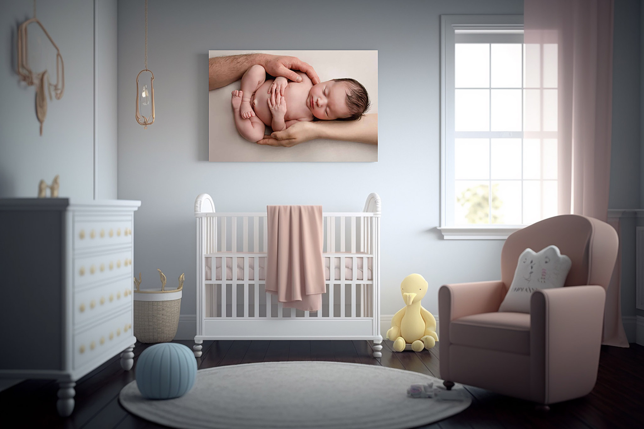 newborn photography nursery image with a newborn image by Dora Horvath Photography